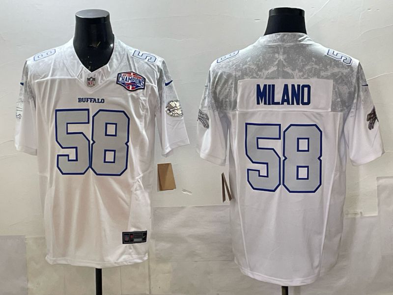 Men 2025 Buffalo Bills #58 Milano white 5th generation Throwback Nike Limited NFL Jersey style 004